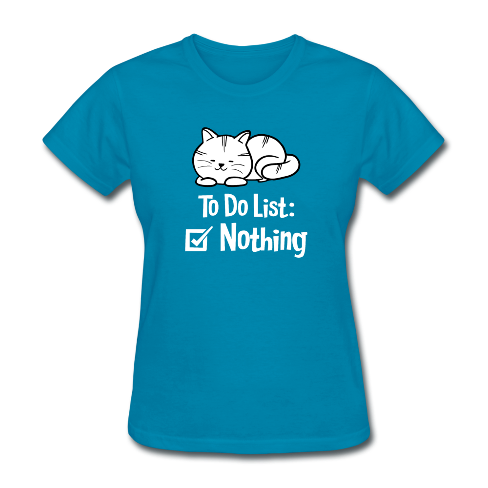 Women's Nothing to Do Cat T-Shirt - turquoise