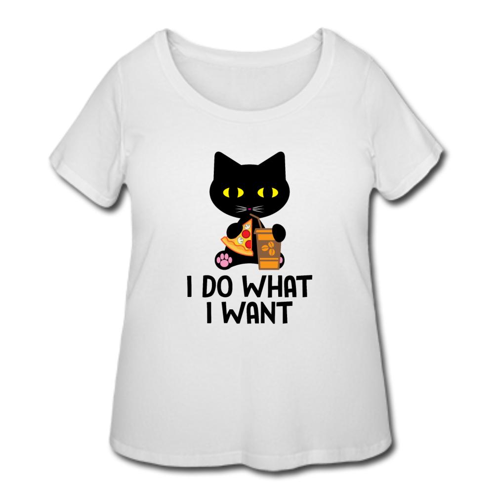 Women’s Curvy I Do What I Want Cat T-Shirt - white