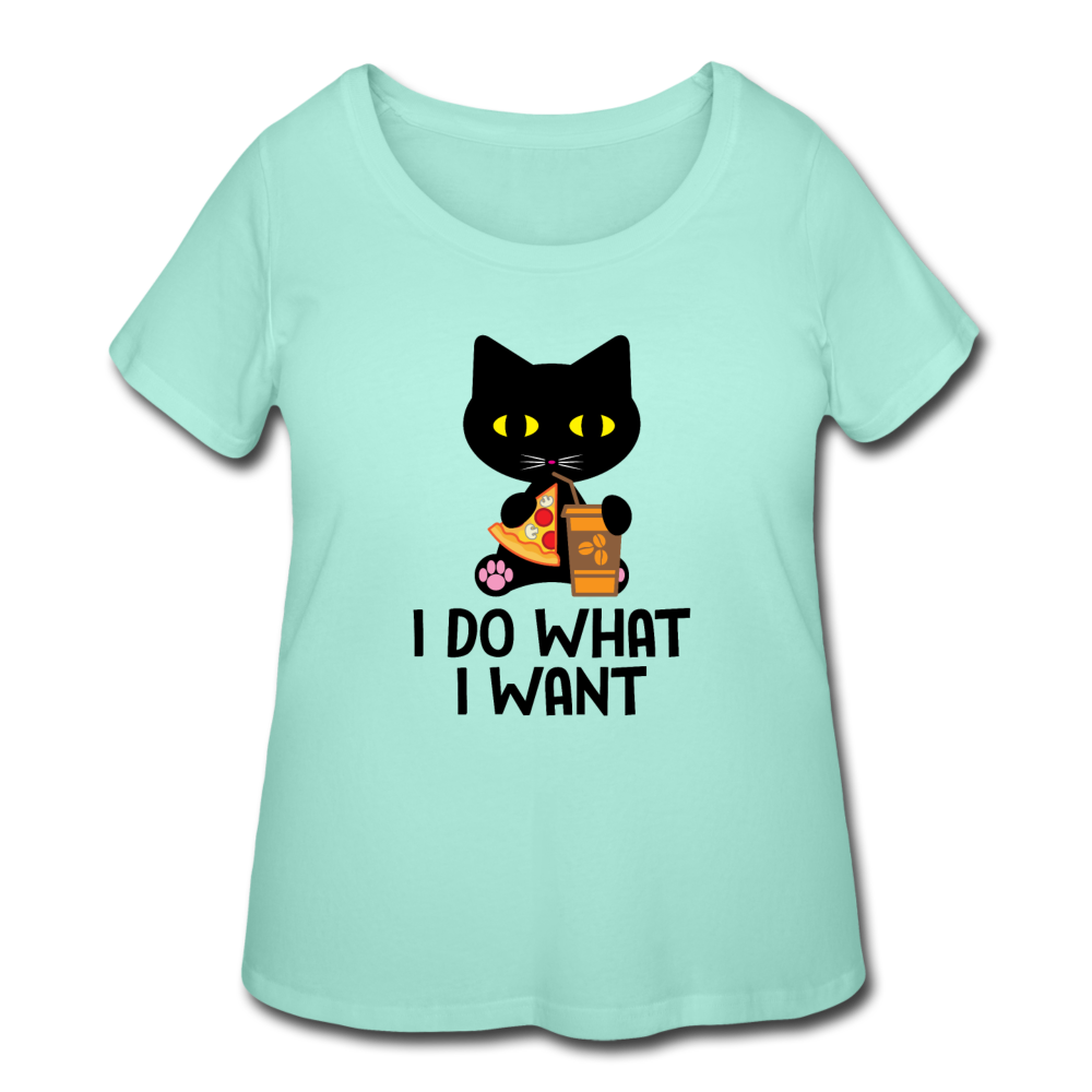 Women’s Curvy I Do What I Want Cat T-Shirt - mint