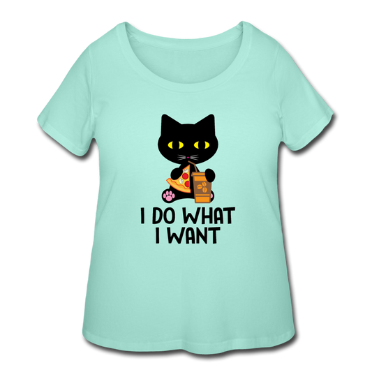 Women’s Curvy I Do What I Want Cat T-Shirt - mint