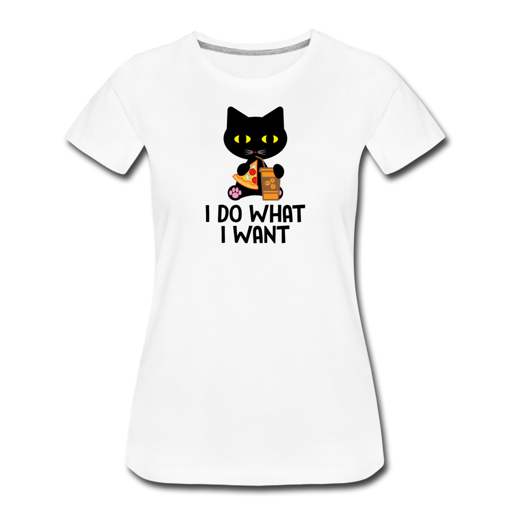 Women’s Premium I Do What I Want Cat T-Shirt - white