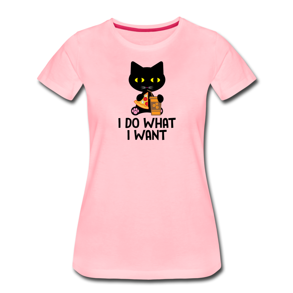 Women’s Premium I Do What I Want Cat T-Shirt - pink