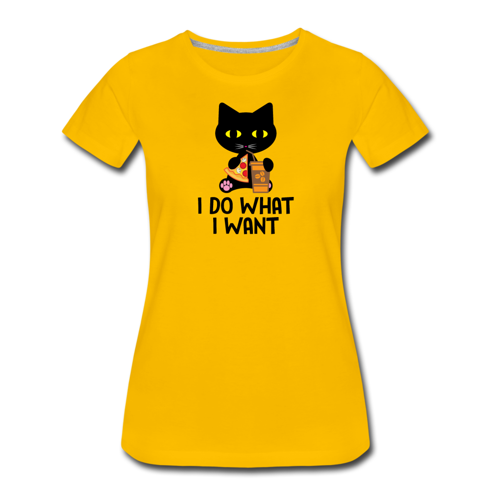 Women’s Premium I Do What I Want Cat T-Shirt - sun yellow