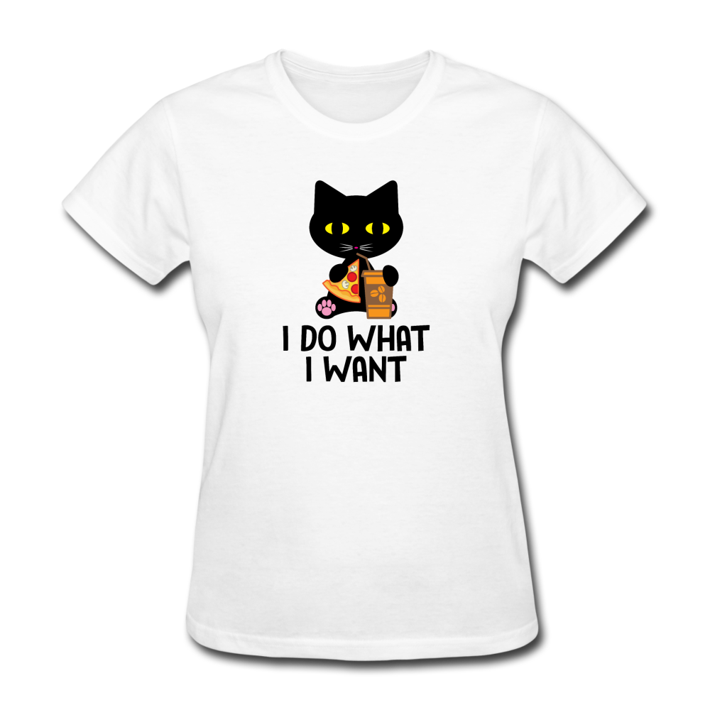 Women's I Do What I Want Cat T-Shirt - white