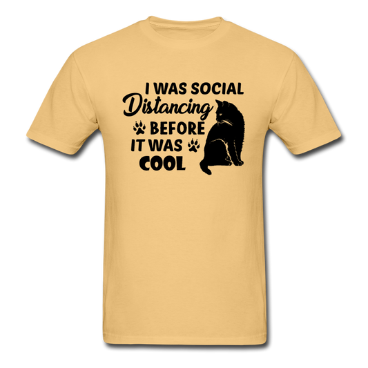 Unisex ComfortWash Garment Dyed Social Distancing Cat T-Shirt - light yellow