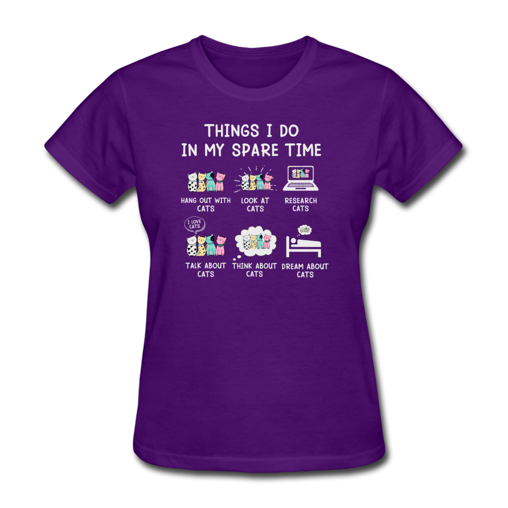 Women's Spare Time Cat T-Shirt - purple