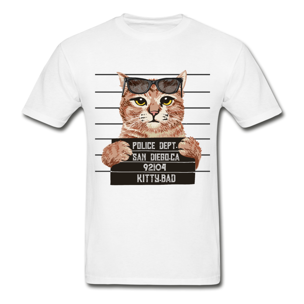 Gildan Ultra Cotton Adult Mug Shot Cat T-Shirt - white
