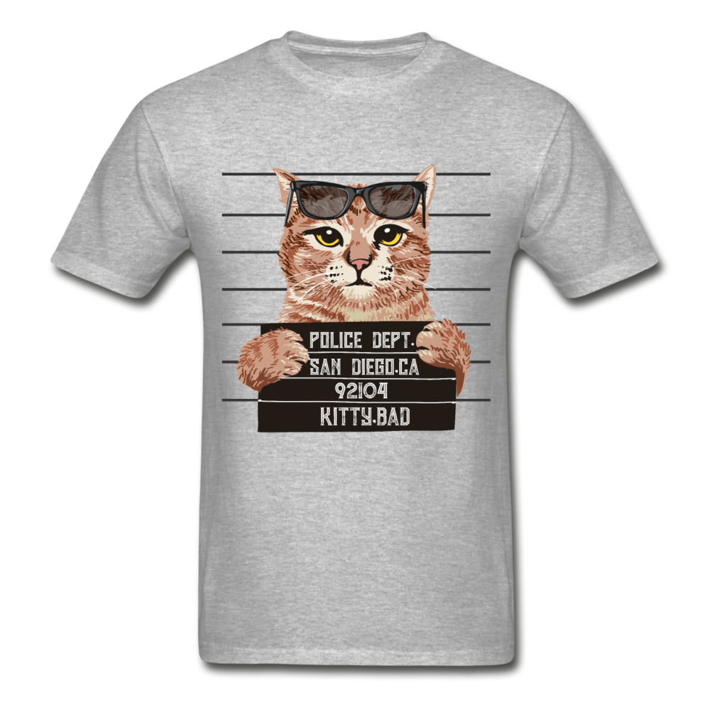 Gildan Ultra Cotton Adult Mug Shot Cat T-Shirt - heather gray