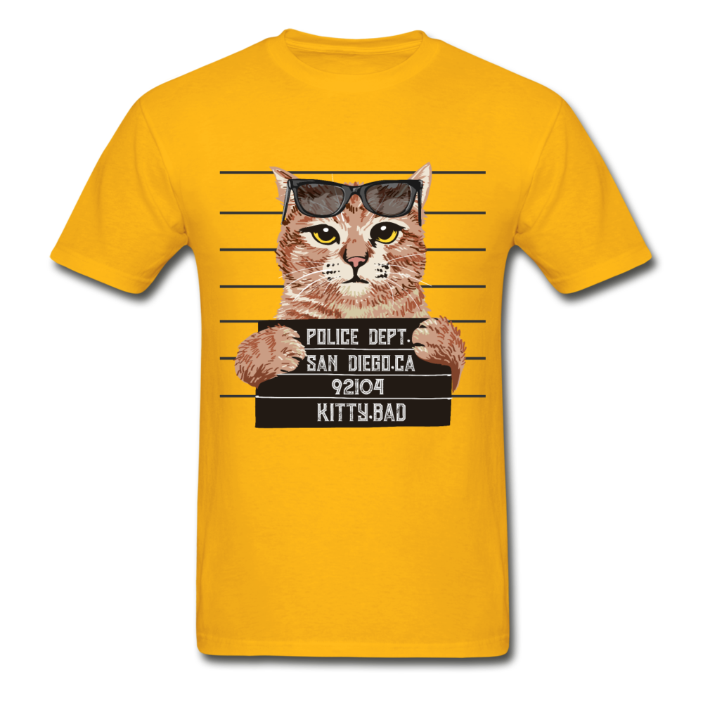 Gildan Ultra Cotton Adult Mug Shot Cat T-Shirt - gold