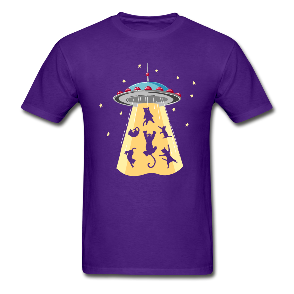 Gildan Ultra Cotton Adult UFO Abducting Cats T-Shirt - purple