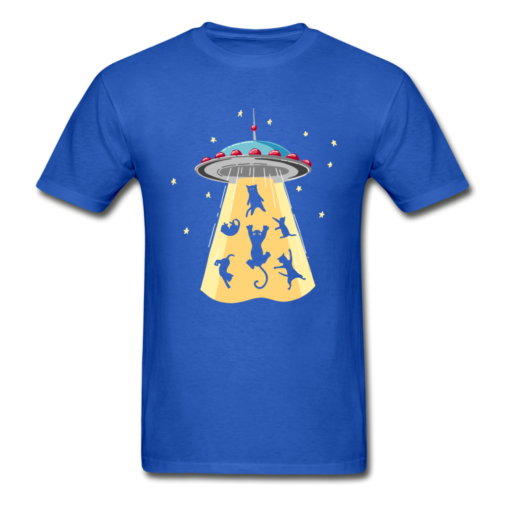 Gildan Ultra Cotton Adult UFO Abducting Cats T-Shirt - royal blue