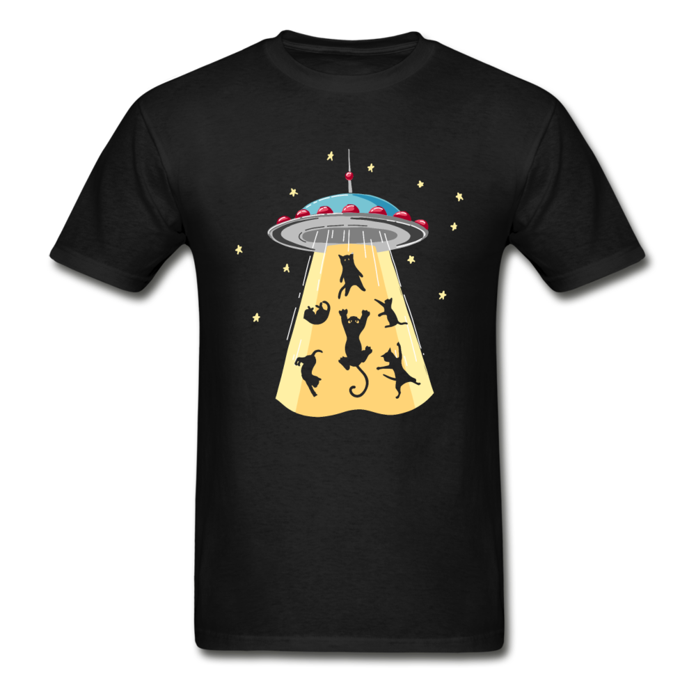 Gildan Ultra Cotton Adult UFO Abducting Cats T-Shirt - black