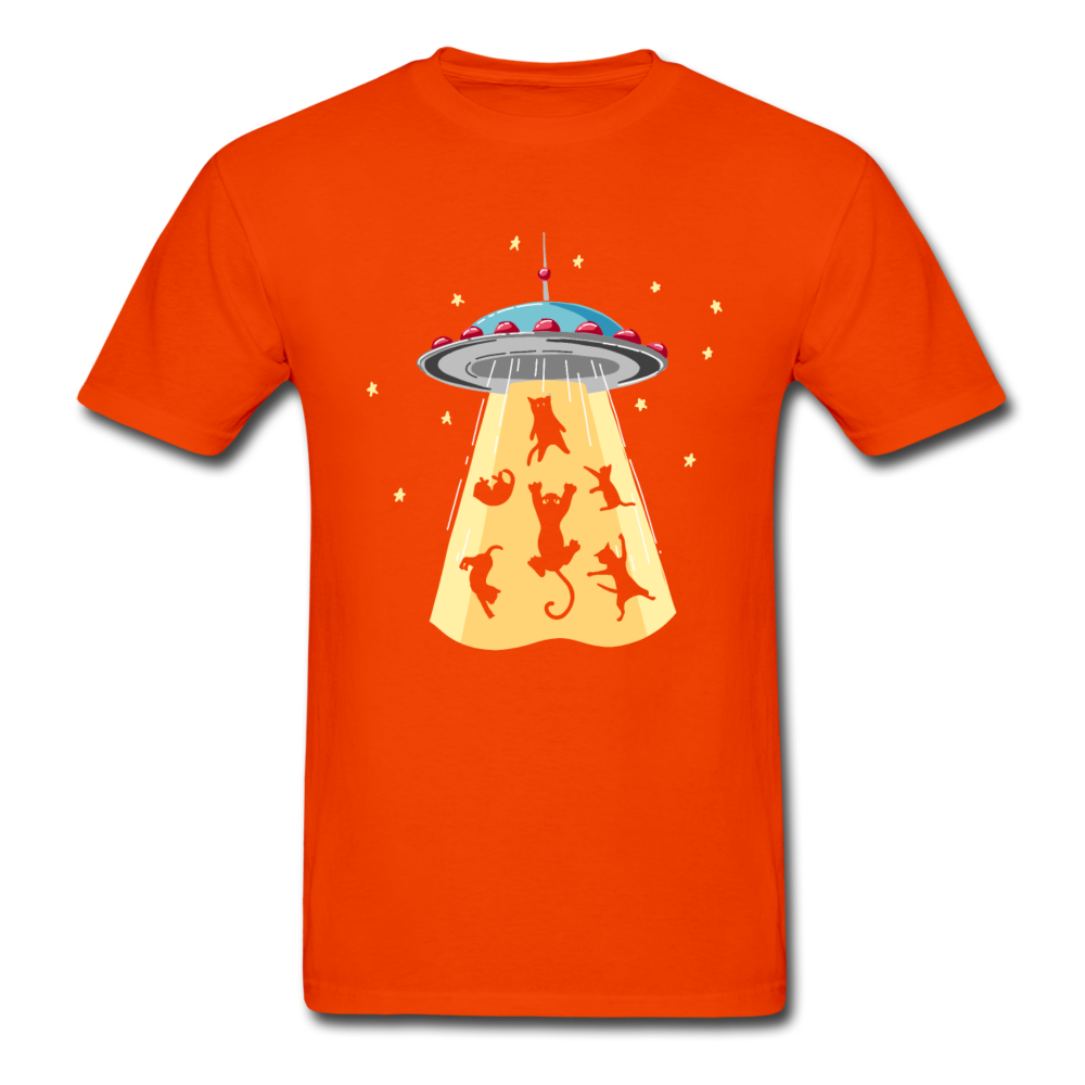 Gildan Ultra Cotton Adult UFO Abducting Cats T-Shirt - orange