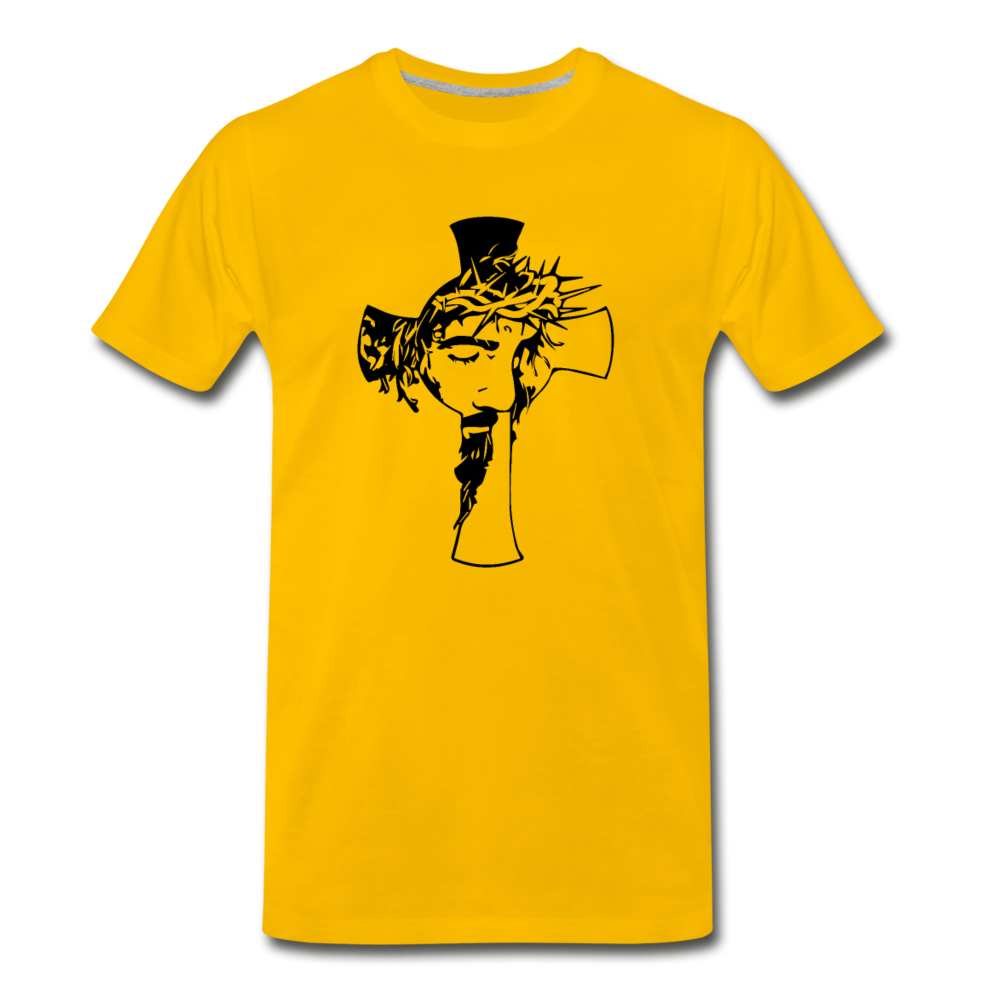 Men's Premium Jesus in Cross T-Shirt - sun yellow