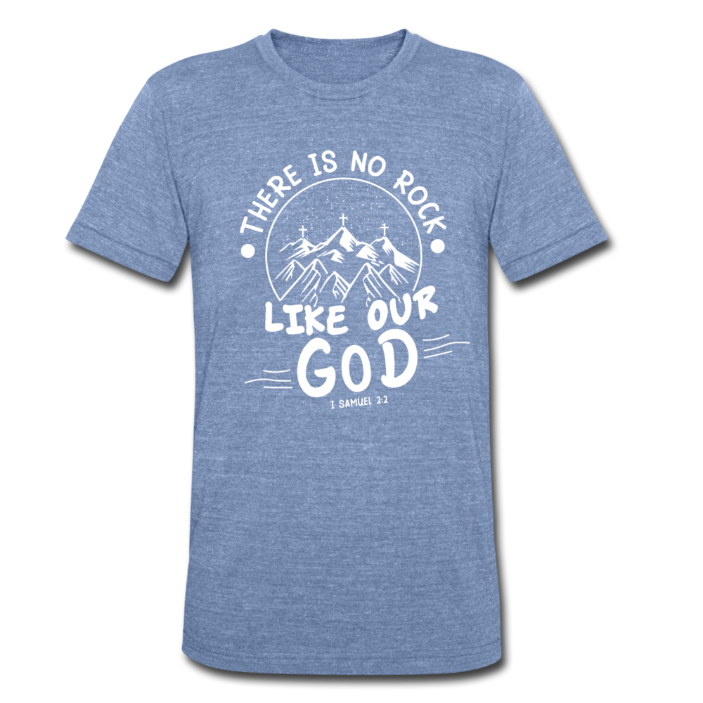 Unisex Tri-Blend No Rock Like Our God T-Shirt - heather Blue