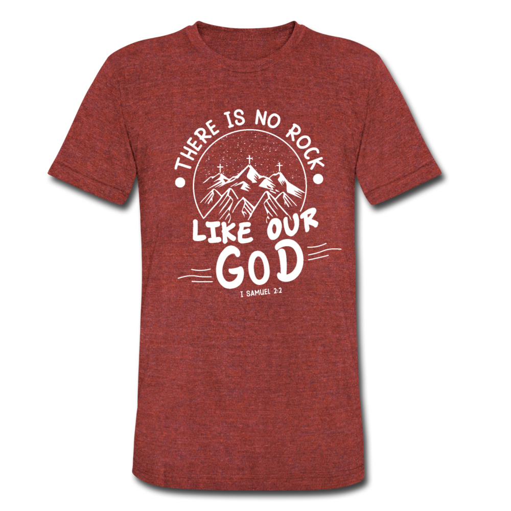 Unisex Tri-Blend No Rock Like Our God T-Shirt - heather cranberry