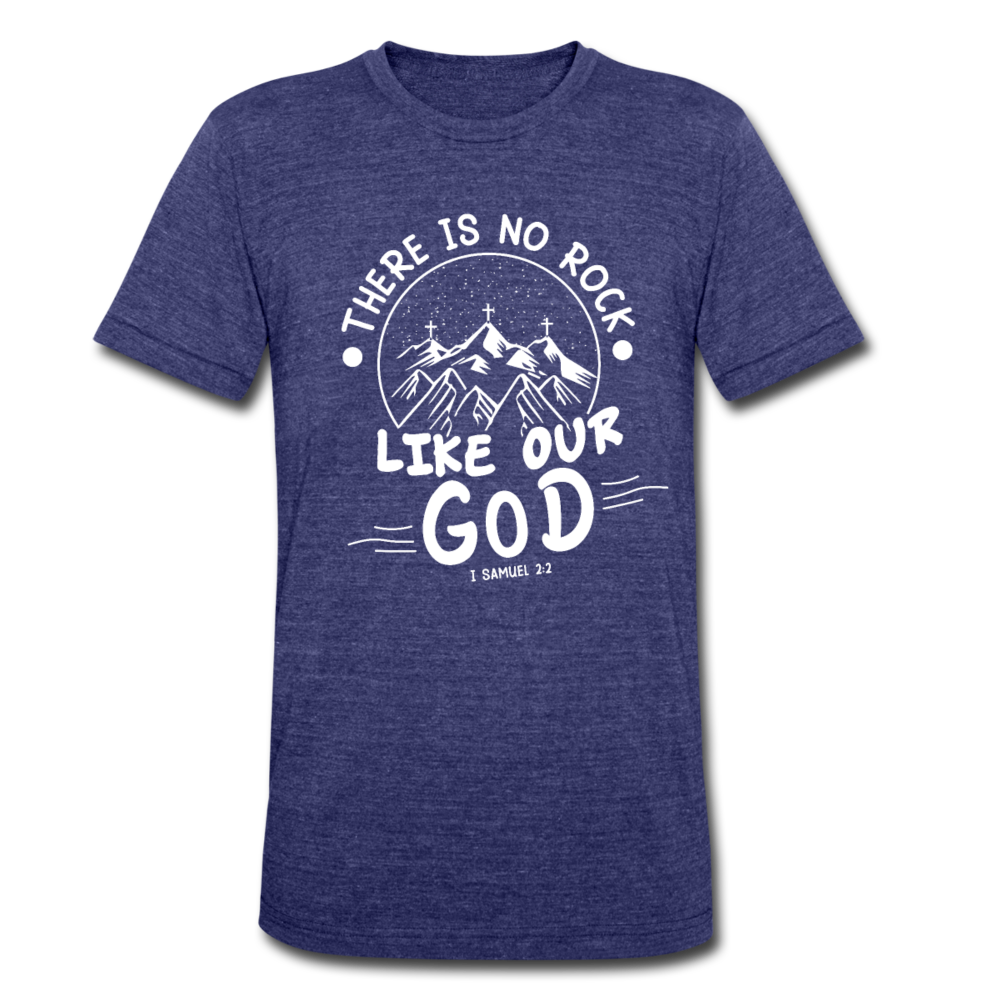 Unisex Tri-Blend No Rock Like Our God T-Shirt - heather indigo