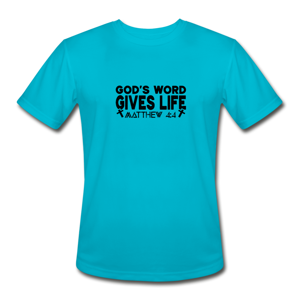 Men’s Moisture Wicking Performance God's Word Gives Life T-Shirt - turquoise