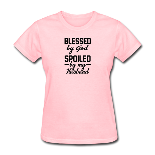 Women's Blessed by God Spoiled by my Husband T-Shirt - pink