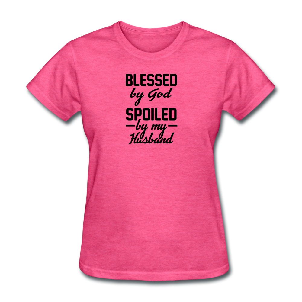 Women's Blessed by God Spoiled by my Husband T-Shirt - heather pink