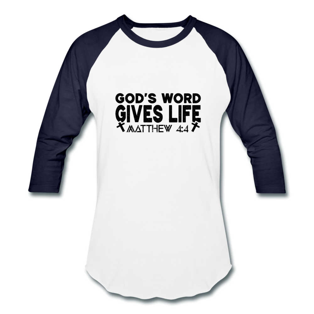 Baseball God's Word Gives Life T-Shirt - white/navy