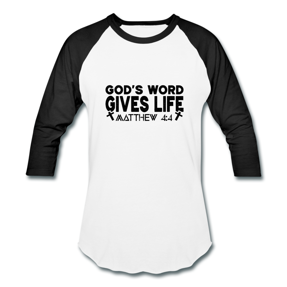 Baseball God's Word Gives Life T-Shirt - white/black