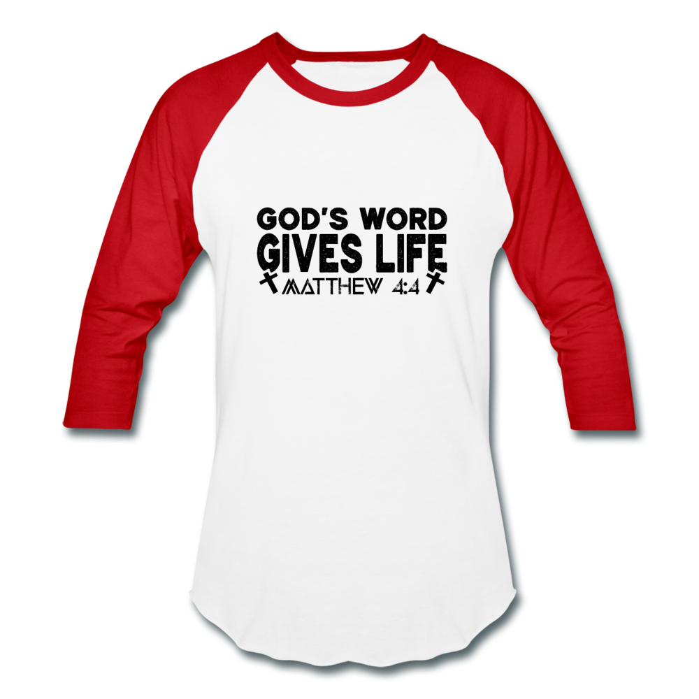 Baseball God's Word Gives Life T-Shirt - white/red