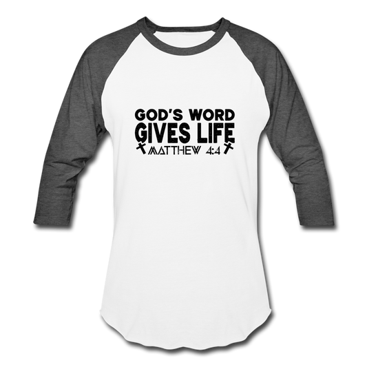 Baseball God's Word Gives Life T-Shirt - white/charcoal