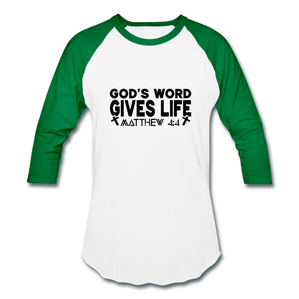 Baseball God's Word Gives Life T-Shirt - white/kelly green
