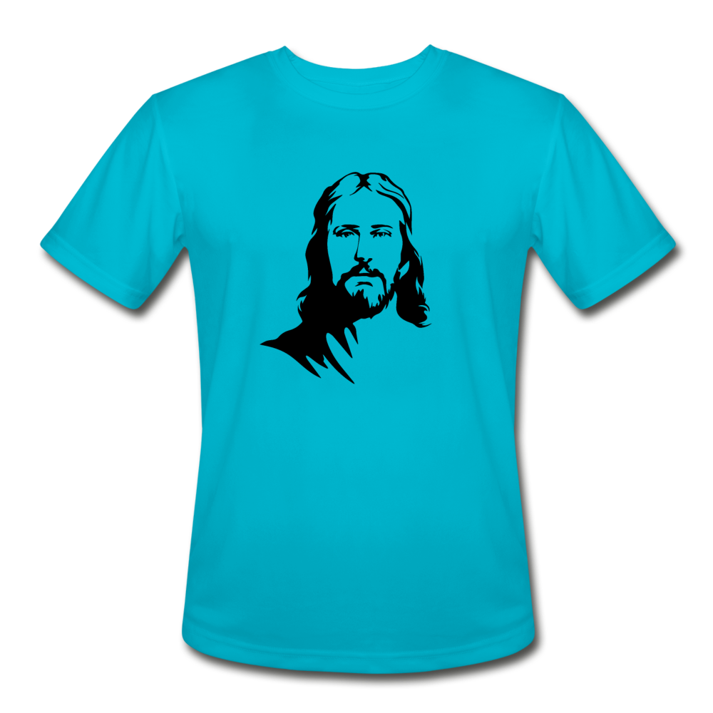 Men’s Moisture Wicking Performance Jesus T-Shirt - turquoise