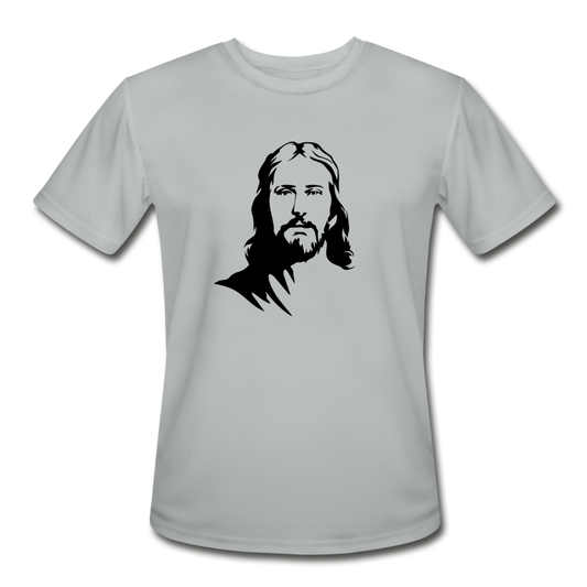 Men’s Moisture Wicking Performance Jesus T-Shirt - silver
