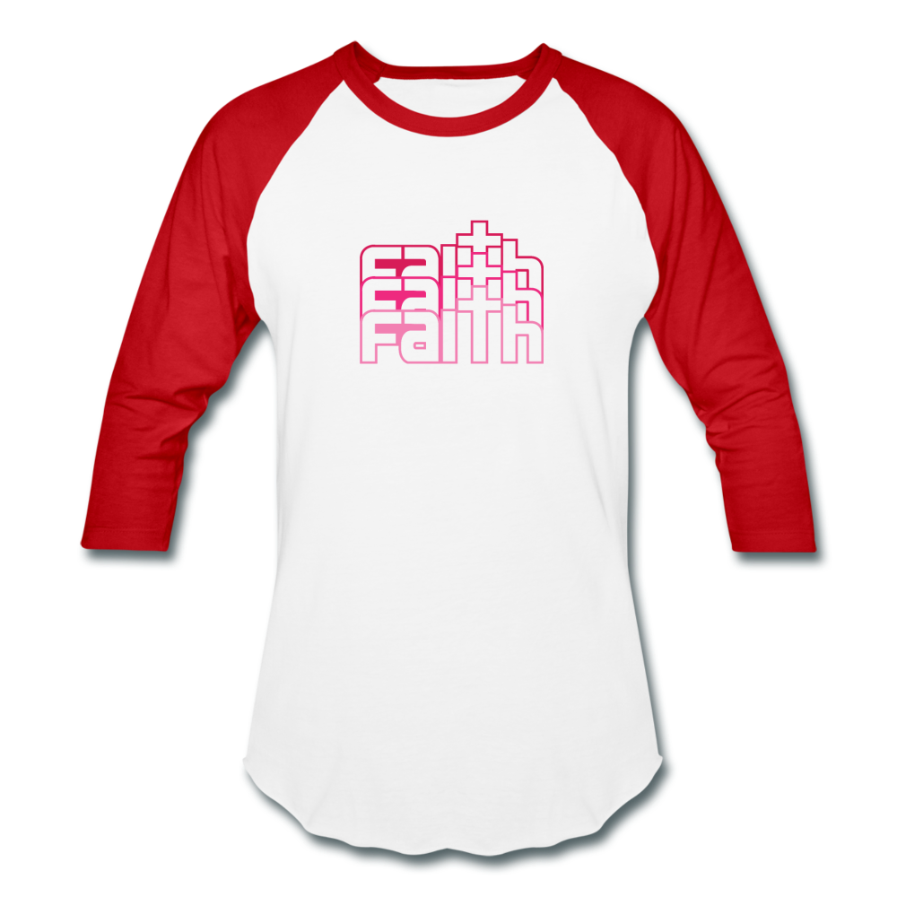 Baseball Style Faith T-Shirt - white/red