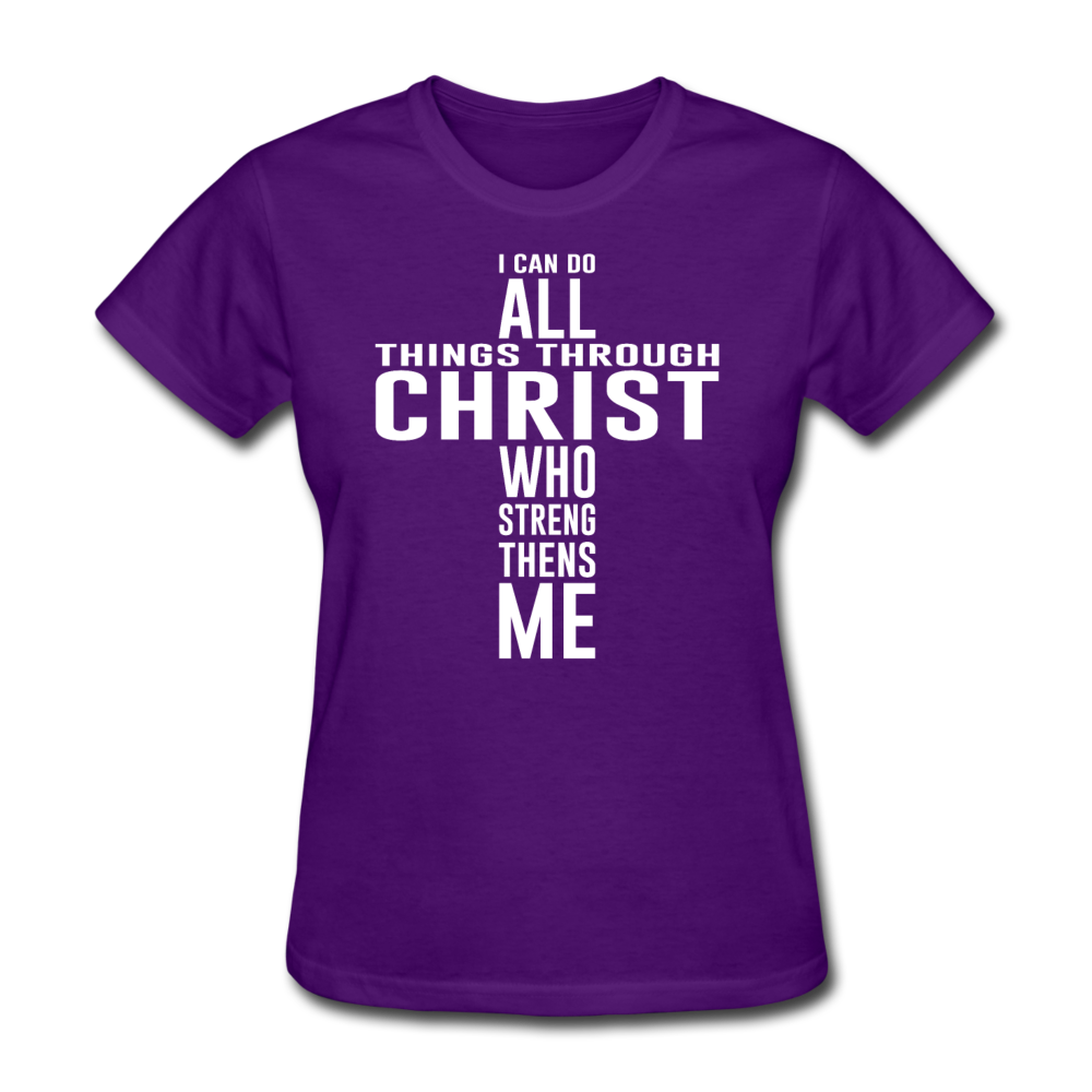 Women's All Things Through Christ T-Shirt - purple
