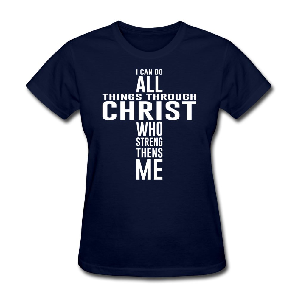 Women's All Things Through Christ T-Shirt - navy