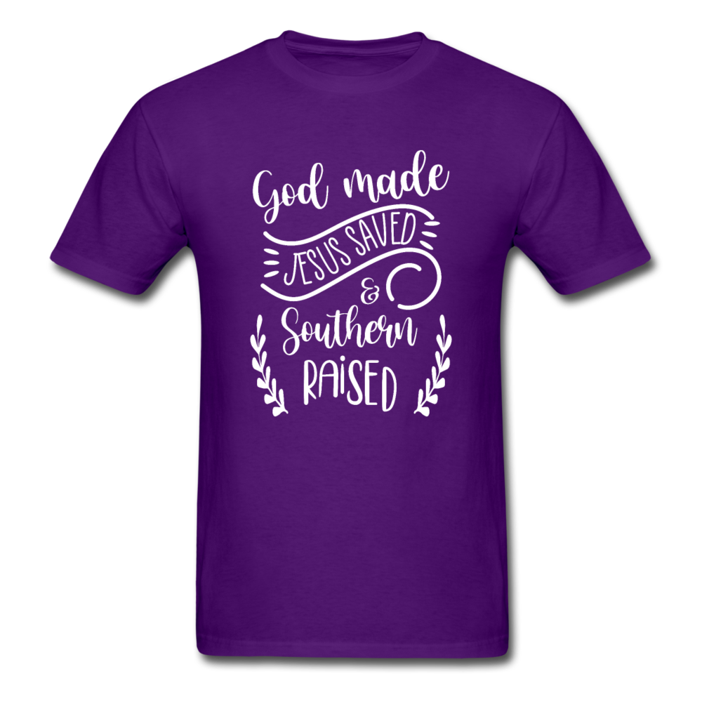 Unisex Classic God Made Jesus Saved Southern Raised T-Shirt - purple