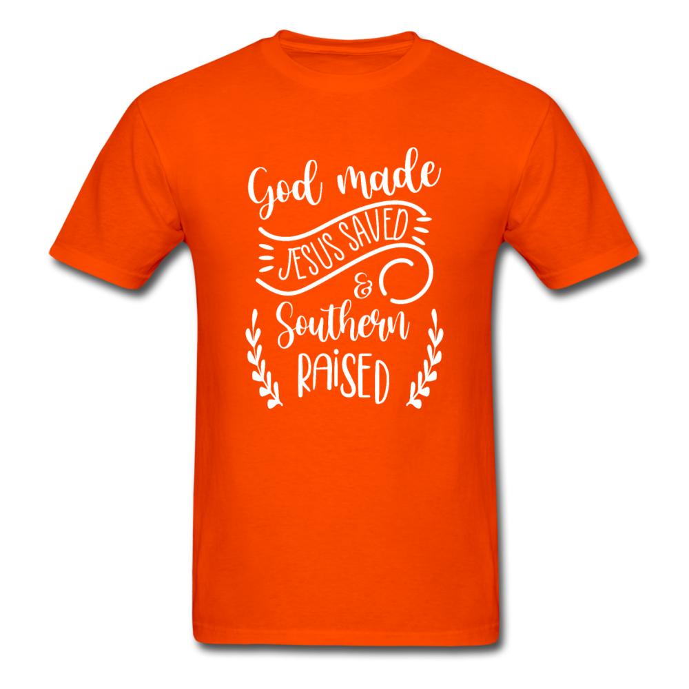 Unisex Classic God Made Jesus Saved Southern Raised T-Shirt - orange