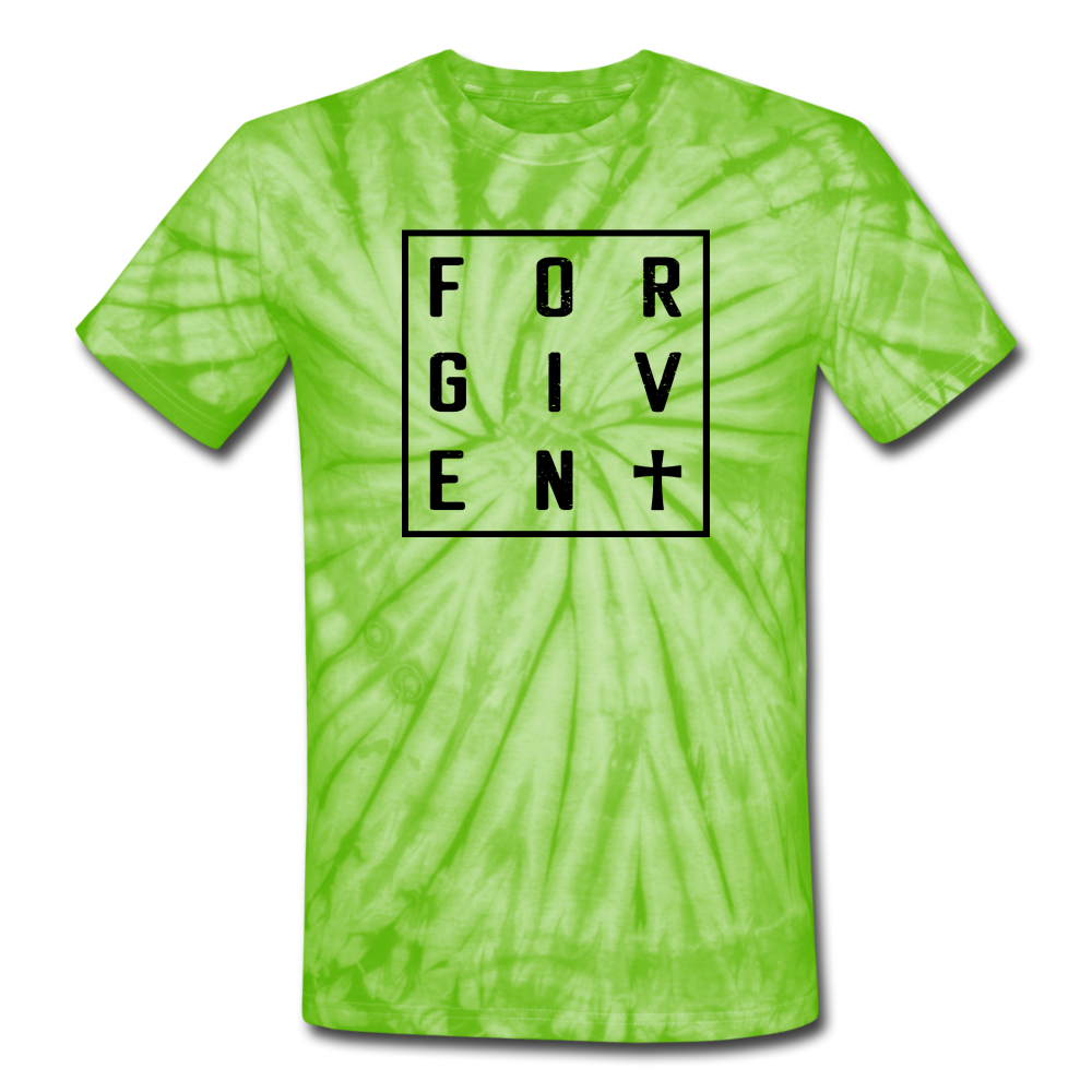 Unisex Tie Dye Forgiven T-Shirt - spider lime green