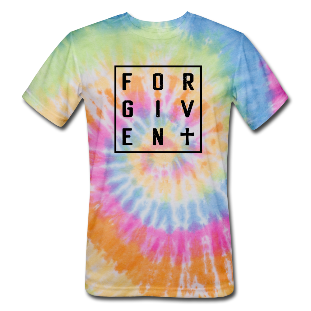 Unisex Tie Dye Forgiven T-Shirt - rainbow