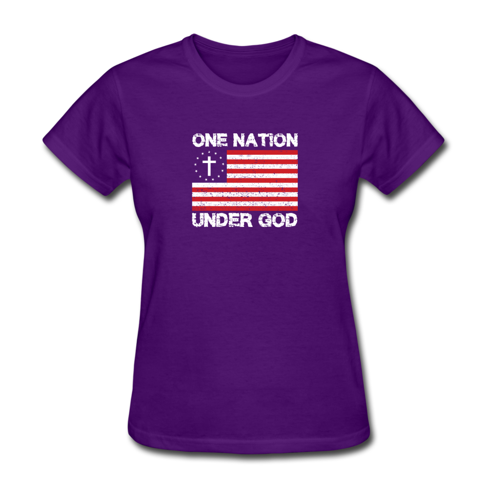 Women's One Nation Under God T-Shirt - purple