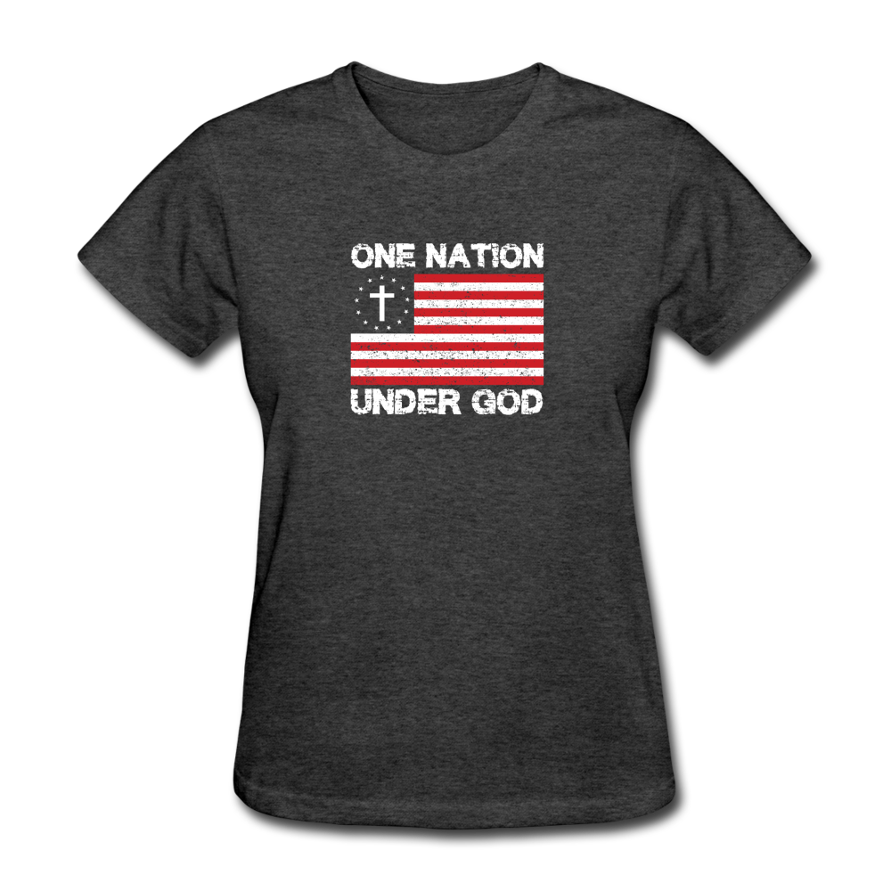 Women's One Nation Under God T-Shirt - heather black