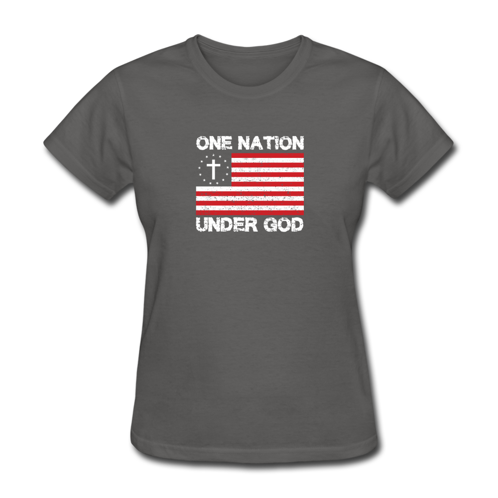 Women's One Nation Under God T-Shirt - charcoal