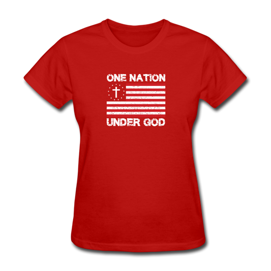 Women's One Nation Under God T-Shirt - red