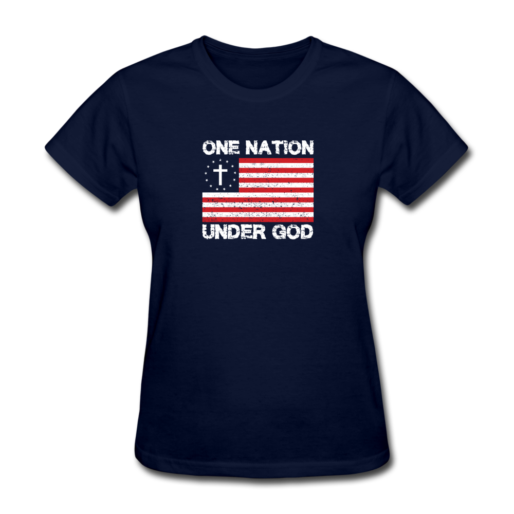 Women's One Nation Under God T-Shirt - navy