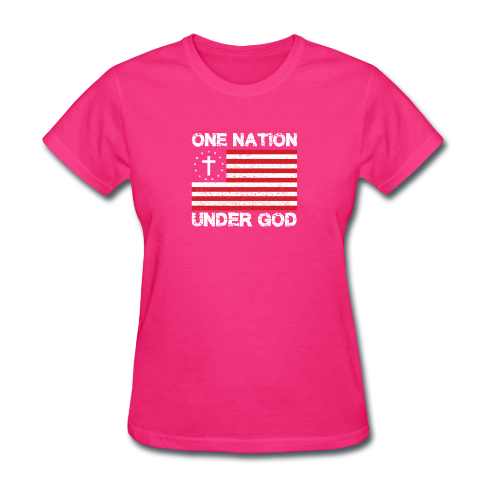 Women's One Nation Under God T-Shirt - fuchsia