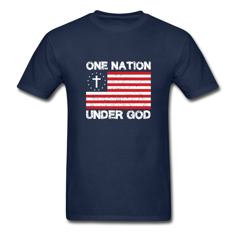 Hanes Adult Tagless One Nation Under God T-Shirt - navy