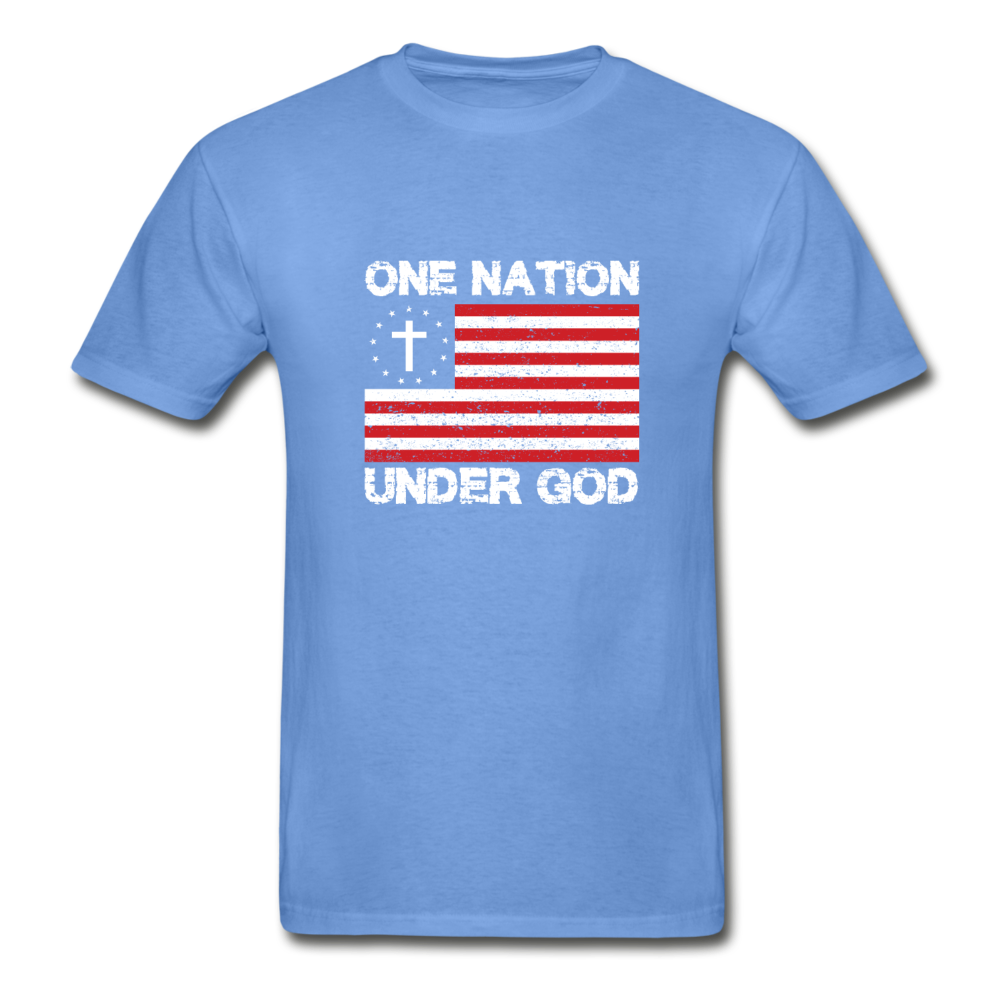 Hanes Adult Tagless One Nation Under God T-Shirt - carolina blue