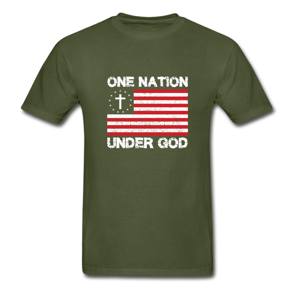 Hanes Adult Tagless One Nation Under God T-Shirt - military green