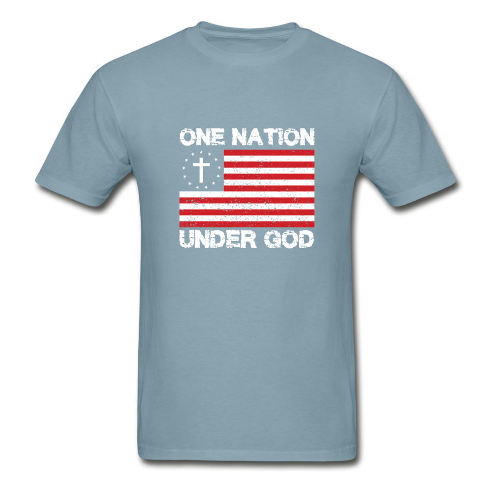 Hanes Adult Tagless One Nation Under God T-Shirt - stonewash blue