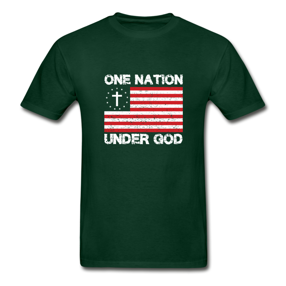 Hanes Adult Tagless One Nation Under God T-Shirt - forest green