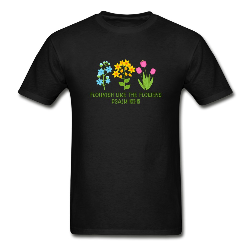Hanes Adult Tagless Flourish Like the Flowers T-Shirt - black